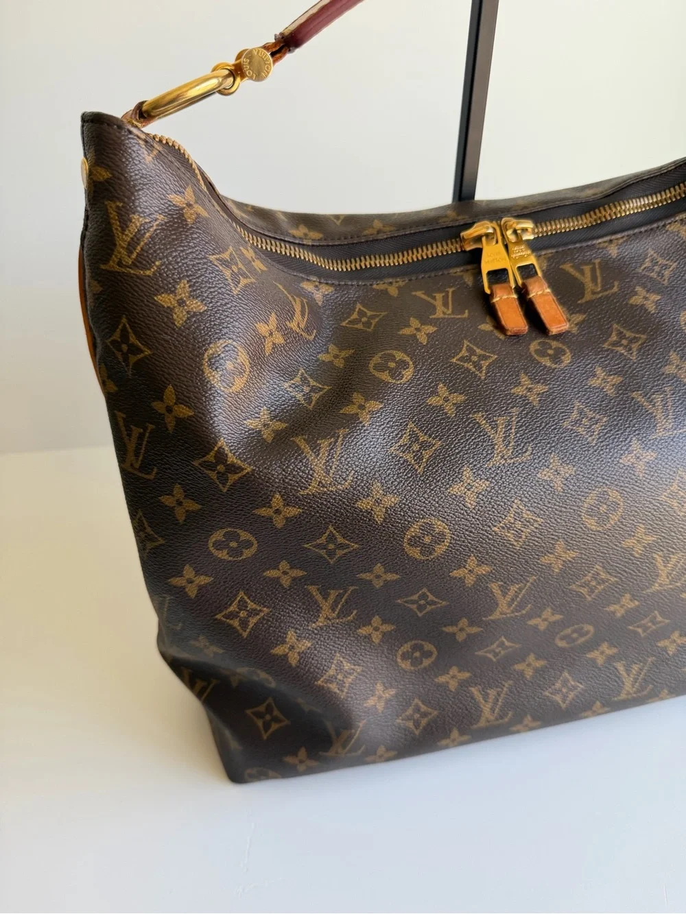 Authentic Louis Vuitton Sully MM Monogram Canvas & Leather Shoulder Handbag